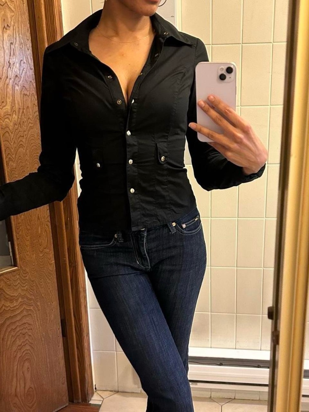 Marciano Black Fitted Blouse (Fits Small)